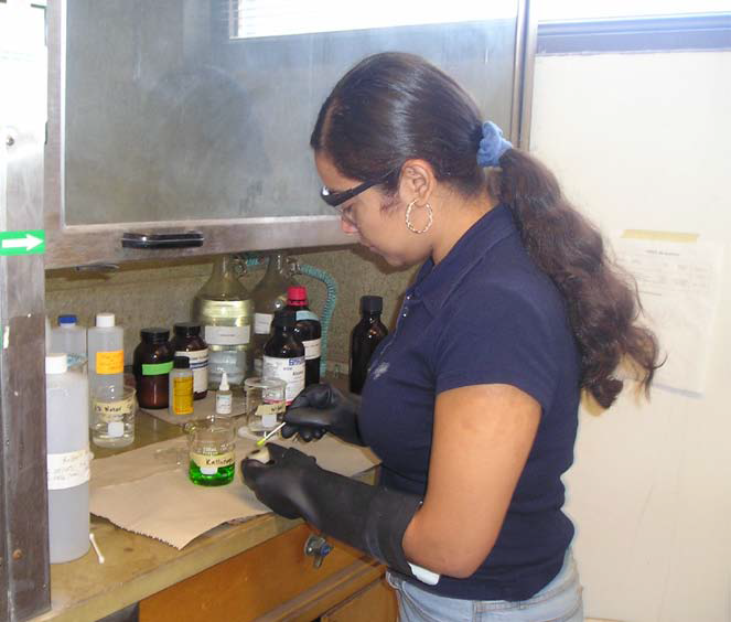 A student working on an experiment in the materials laboratory 